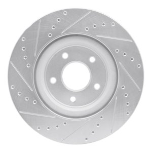 Nissan Rogue Brake Rotor (1) - Front Right - R1 Concepts - Drilled & Slotted - Silver - `14-`19